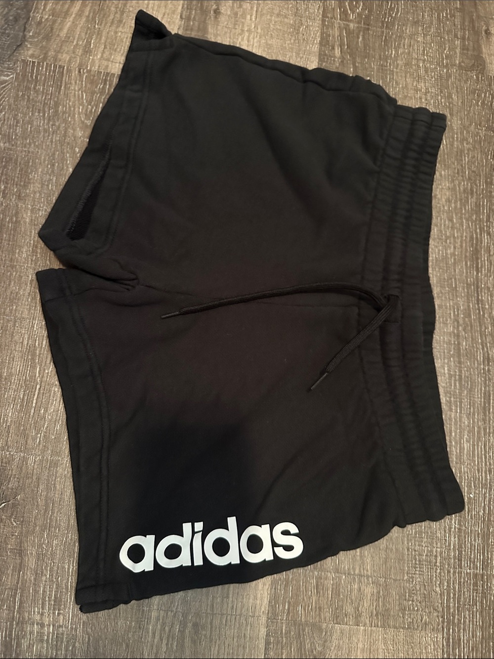 adidas Black Shorts with White Logo - Kids